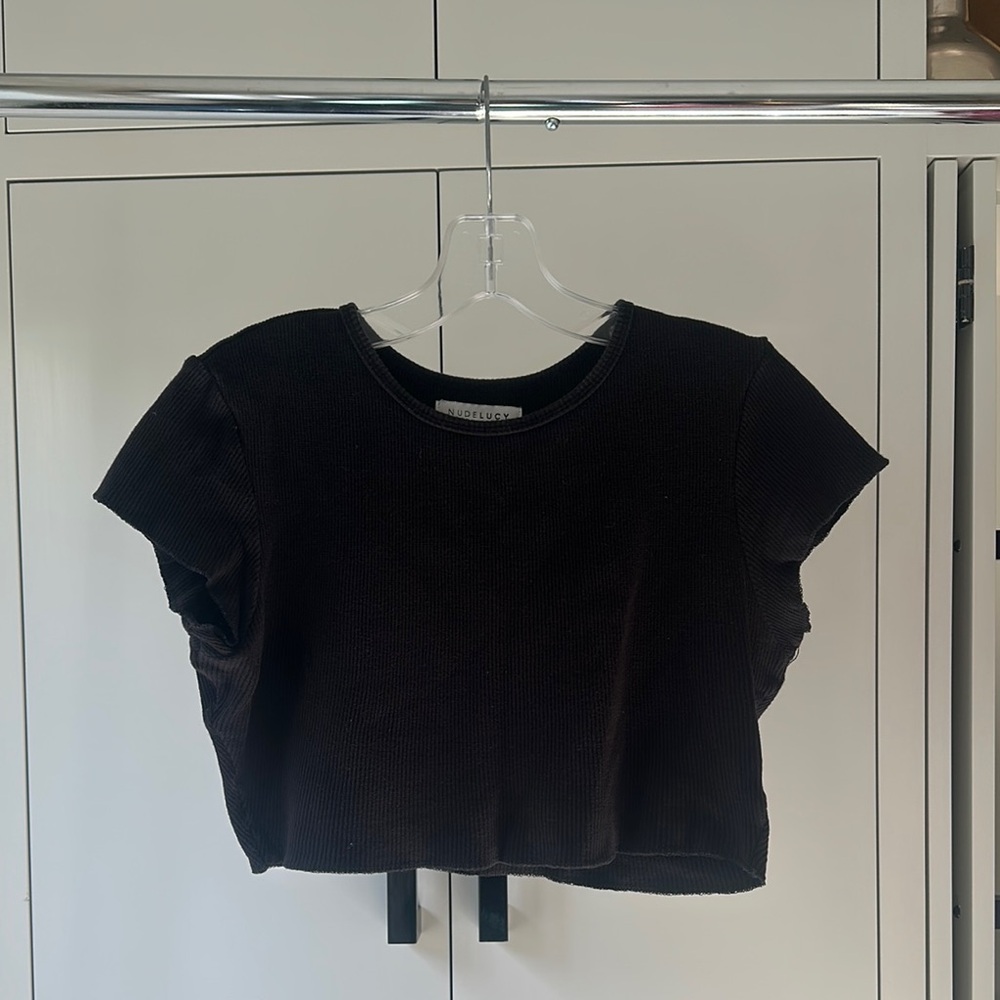 Nude Lucy Black Boxy Crop Top
